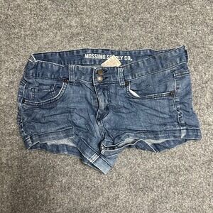 Mossimo Shorts Womens Size 11 Blue Denim Low Rise Rolled Hem Stretch Fit 6